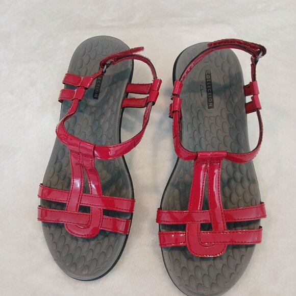 CLARKS COLLECTION RED PATIENT LEATHER SANDALS - Picture 5 of 5